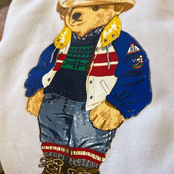 New $228 Ralph Lauren Polo Hoodie Hooded Sweatshirt Polo Bear Cowboy Carter L/G - Picture 4 of 5